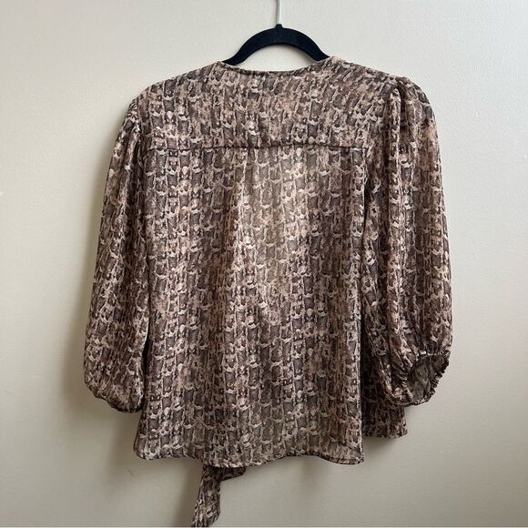 Veronica M snake print Wrap Top ladies blouse Size XS - Picture 2 of 4